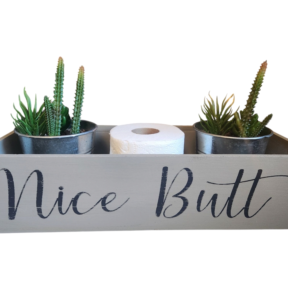 Gray Bathroom Decor Box with Succulents